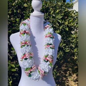 All handmade leis - White and Pink . 39 inches